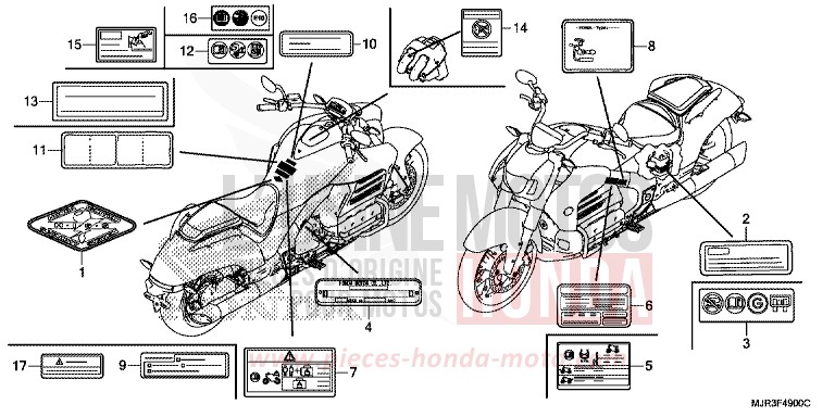 ETIQUETTE DE PRECAUTIONS de F6C "Valkyrie" GRAPHITE BLACK (NHB01) de 2015